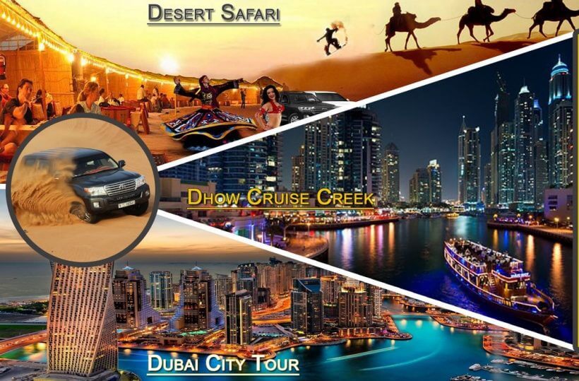 dubai city tour + desert safari + dhow cruise