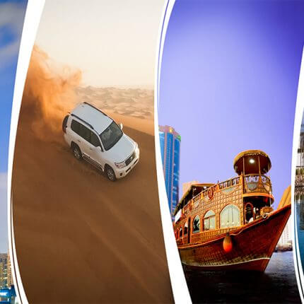 Abu Dhabi + Dubai City Tour + Desert Safari + Dhow Cruise Dinner